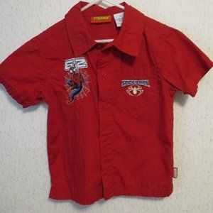 MARVEL SPIDERMAN Red Button-front Cotton Shirt 5T